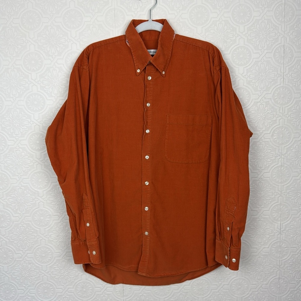 Bullock & Jones Cord Corduroy Burnt Orange Button‎ Up  Casual collared Shirt